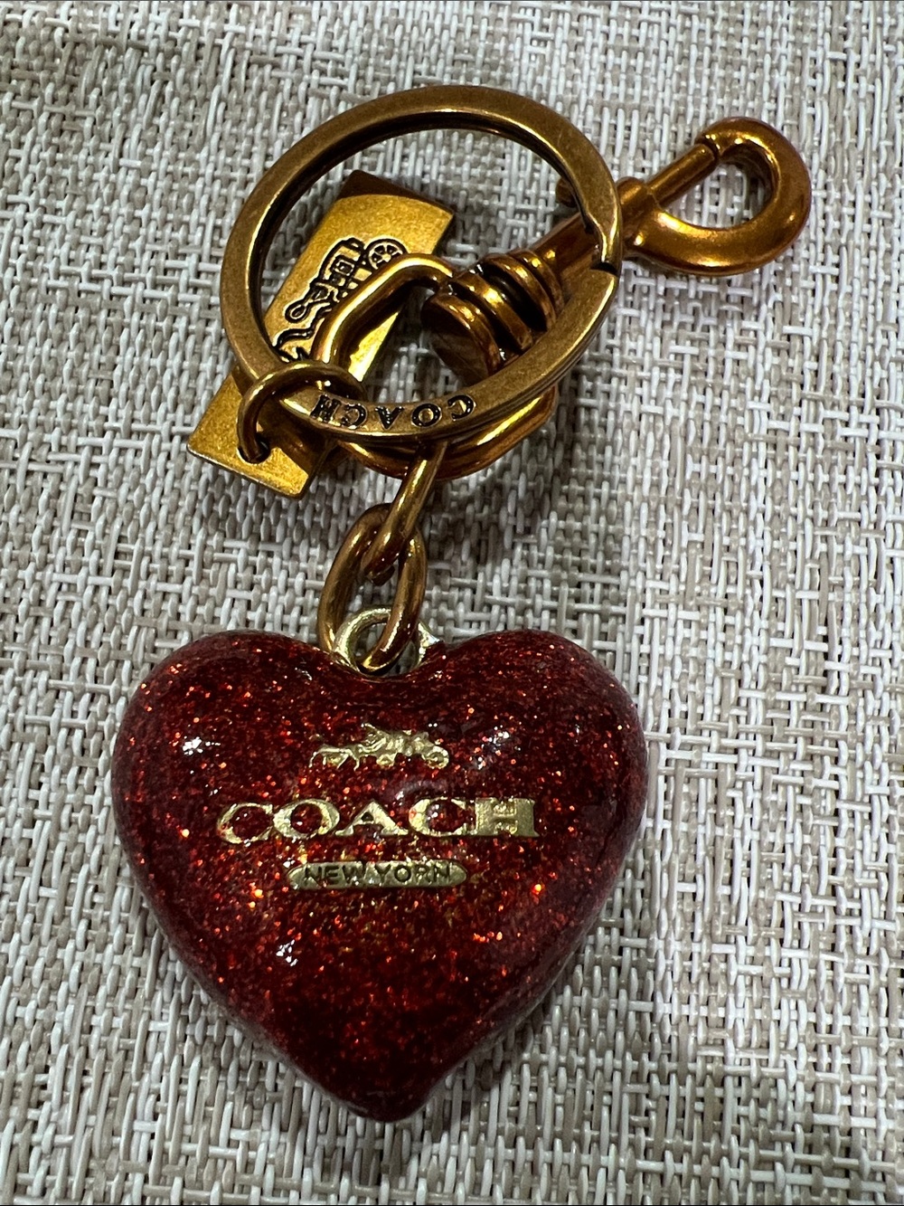 Women's Red Glitter Heart Keychain Charm